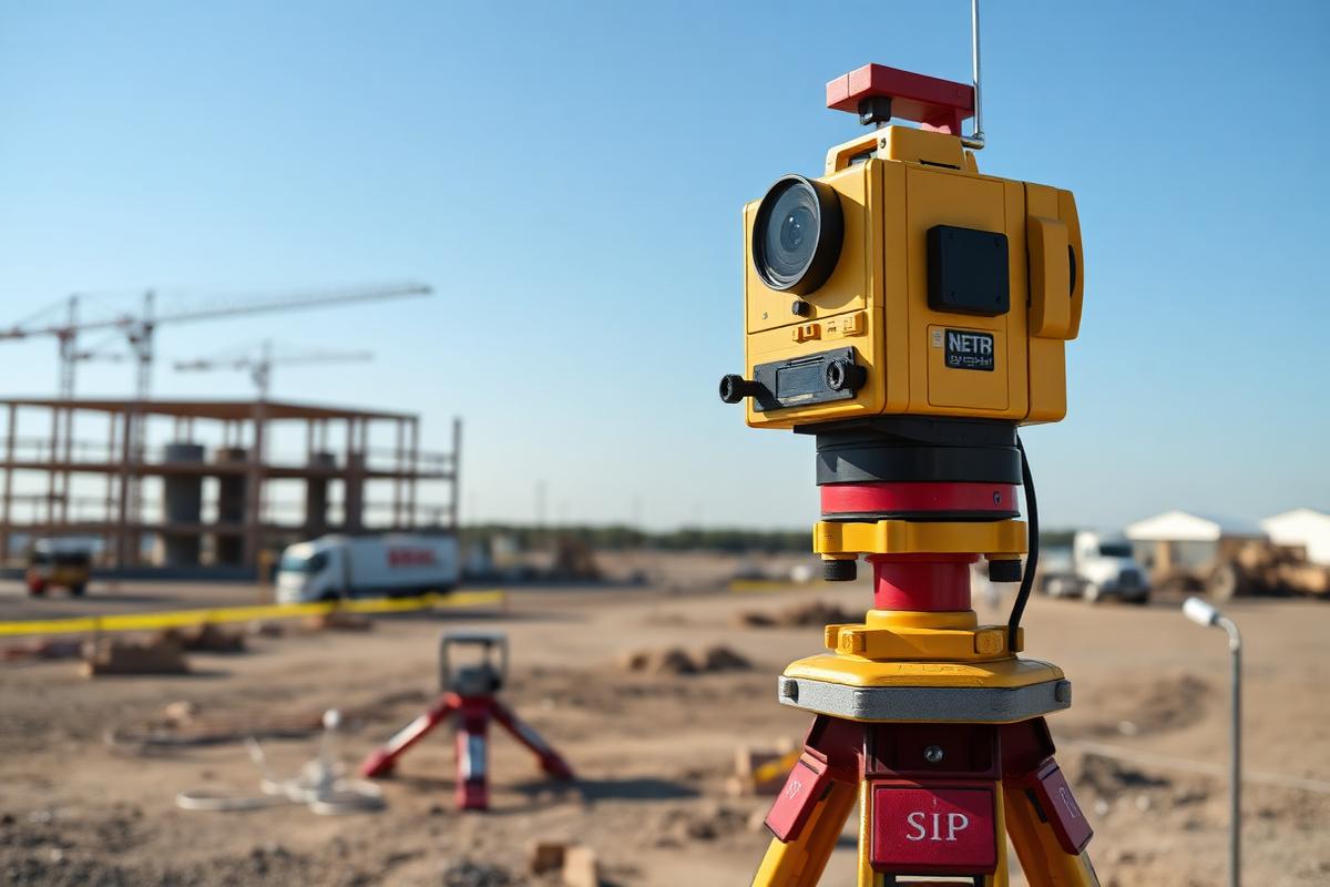 DGPS GNSS receiver set up on a construction site in Karnataka